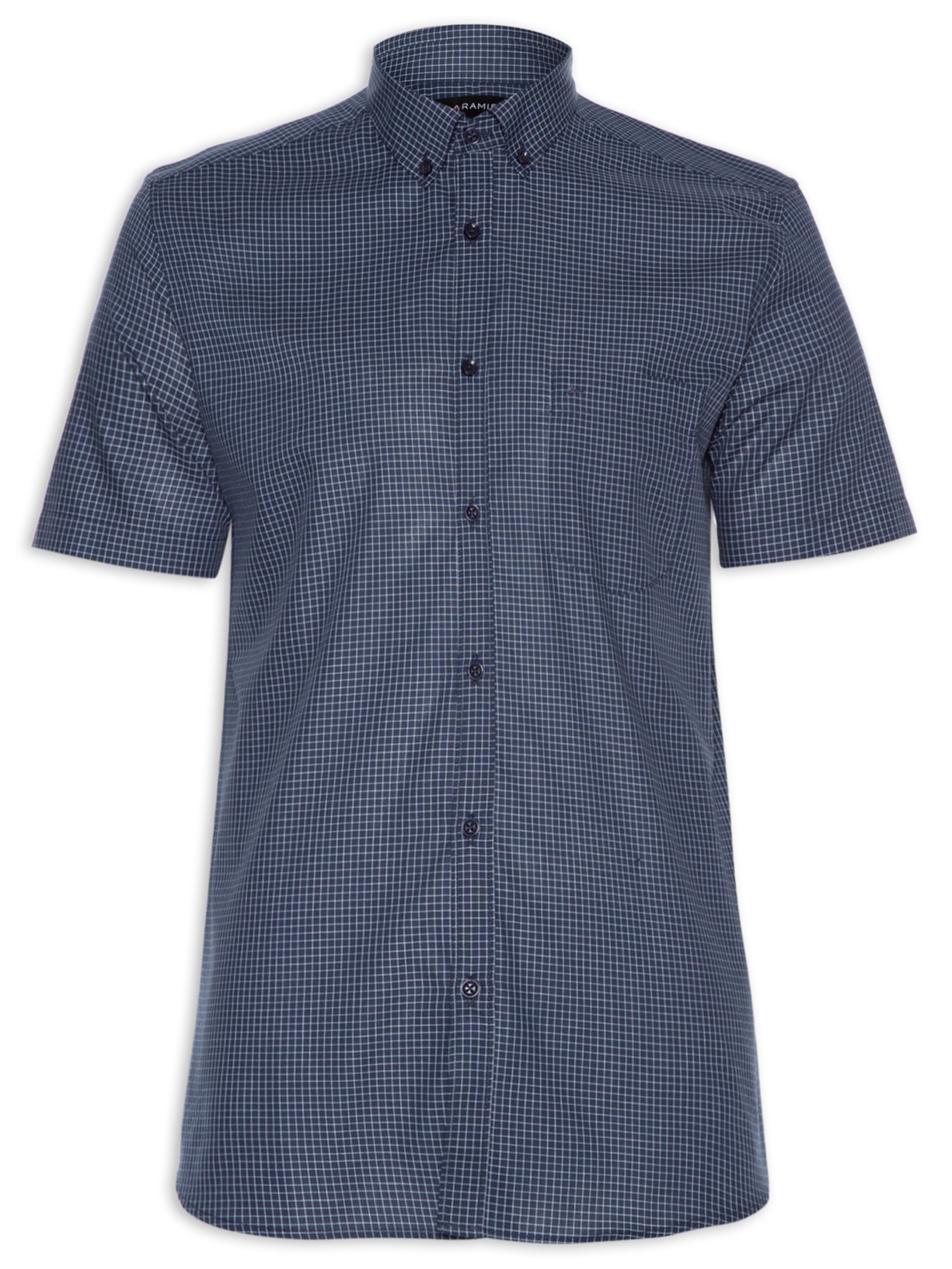 Camisa Masculina Reg Tricoline Micro Xadrez Bd - Azul
