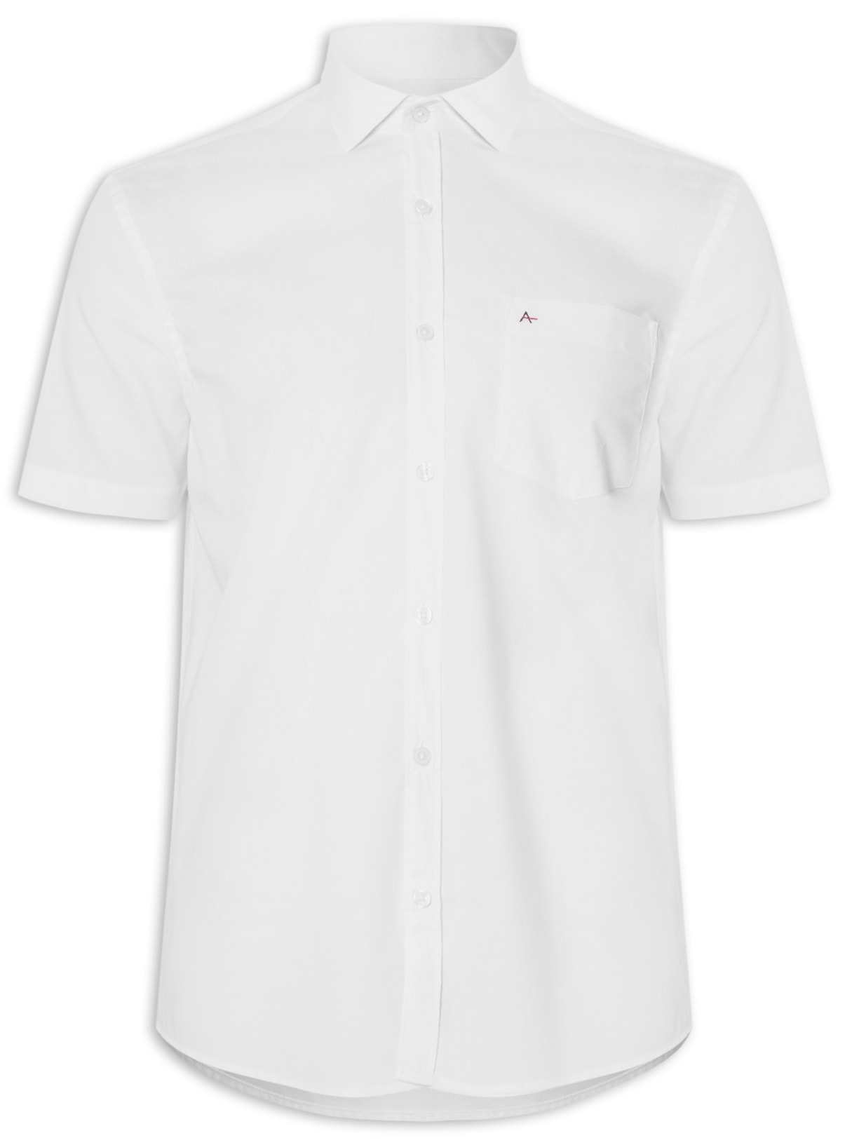 Camisa Masculina Regular Bolso Tric Lisa Out - Branco