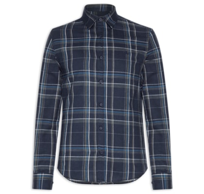 Camisa Masculina Regular Check Excl - Azul