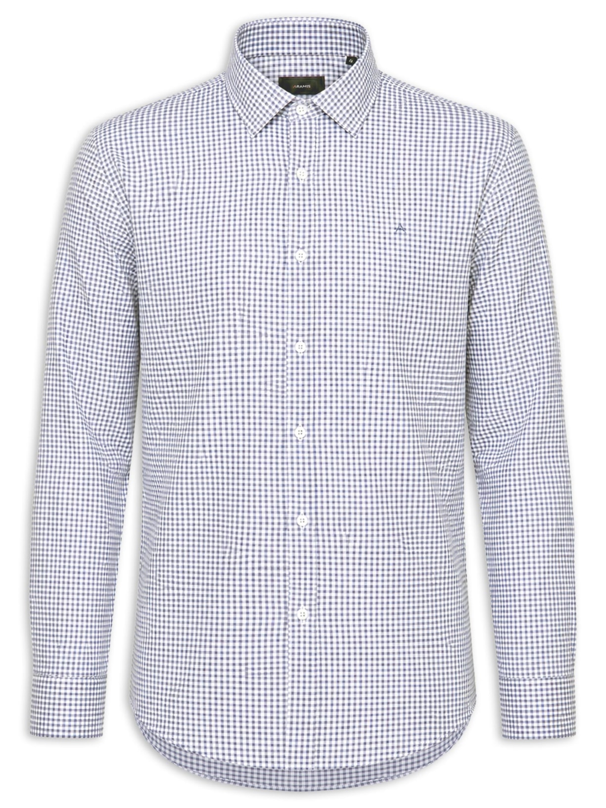 Camisa Masculina Regular Em Algodão Fio 60 Xadrez Cinza Aramis