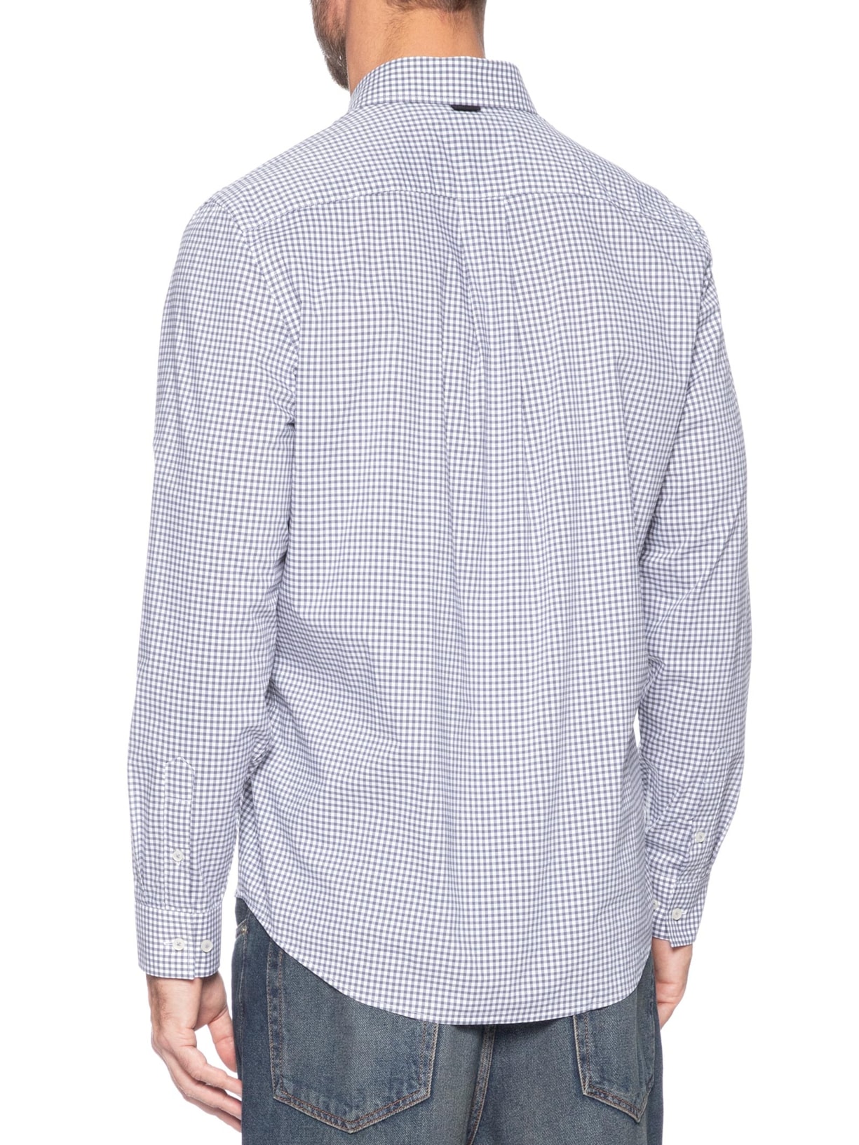 Camisa Masculina Regular Em Algodão Fio 60 Xadrez Cinza Aramis