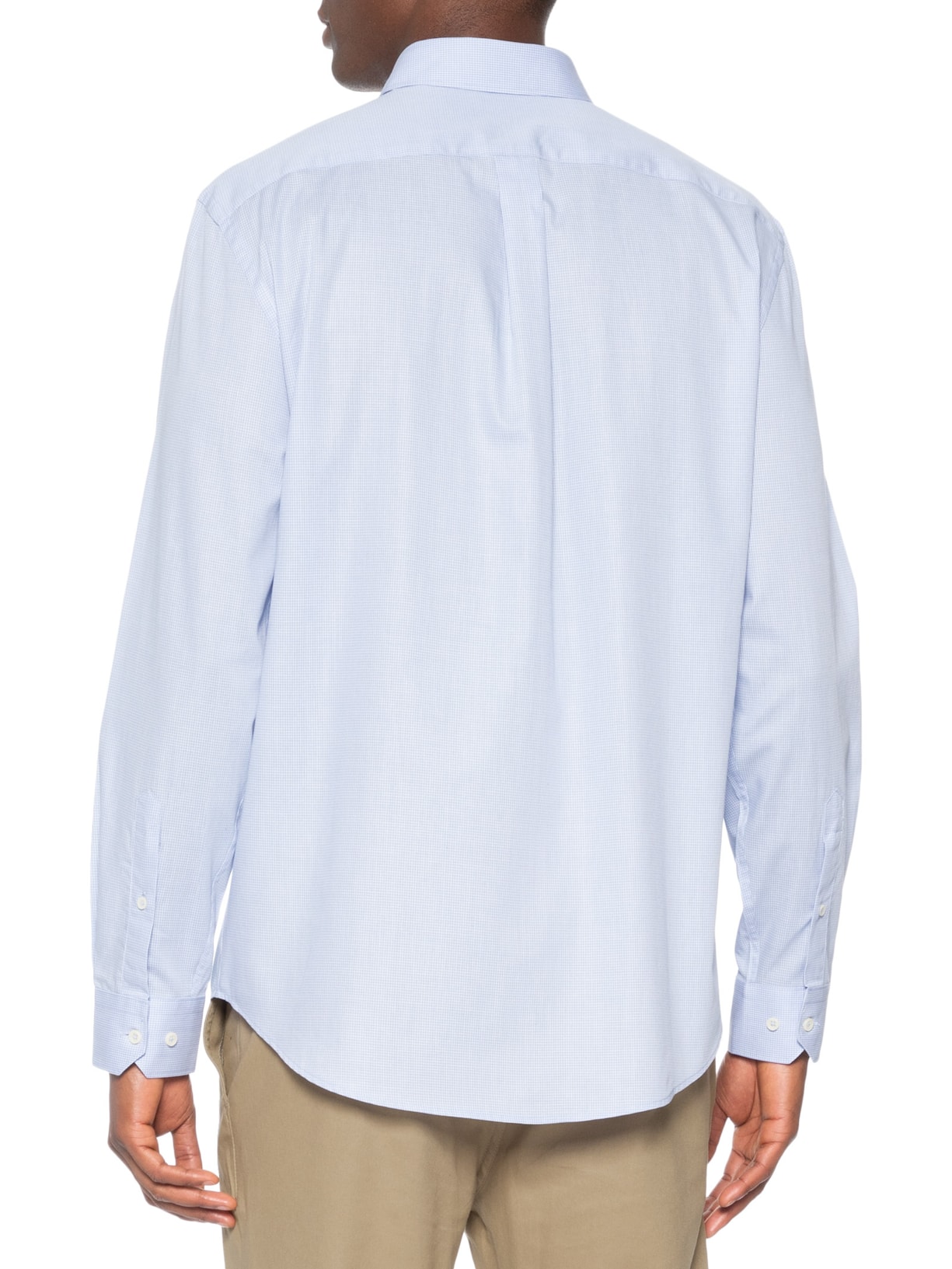 Camisa Masculina Regular em Algodão Micro Xadrez Azul Aramis
