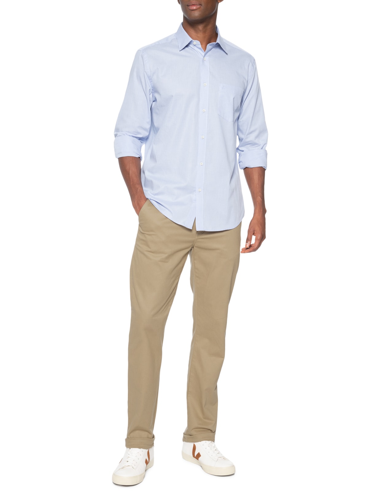 Camisa Masculina Regular em Algodão Micro Xadrez – Azul Aramis