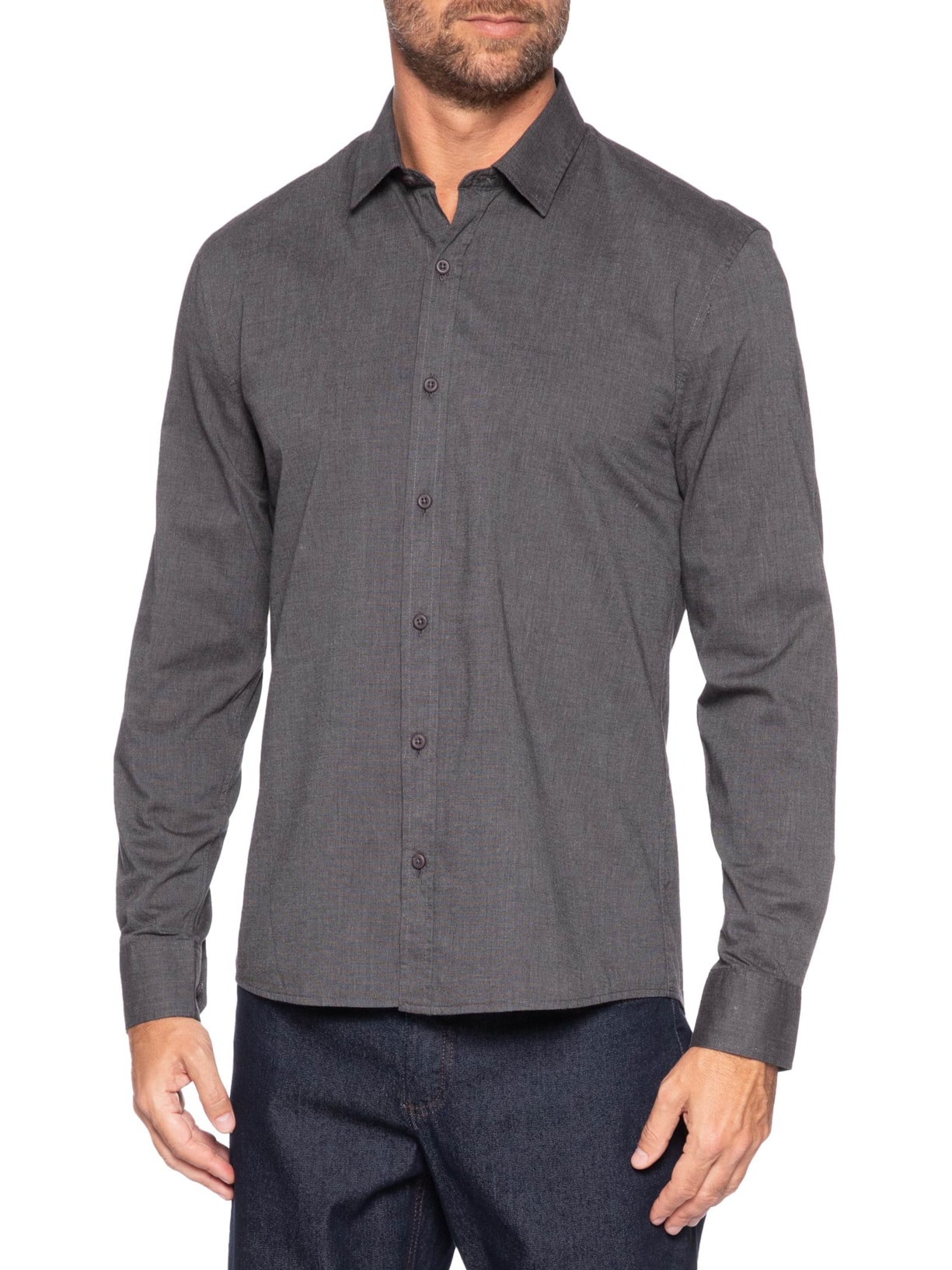 Camisa Masculina Regular Fil a Fil Preto Calvin Klein Jeans