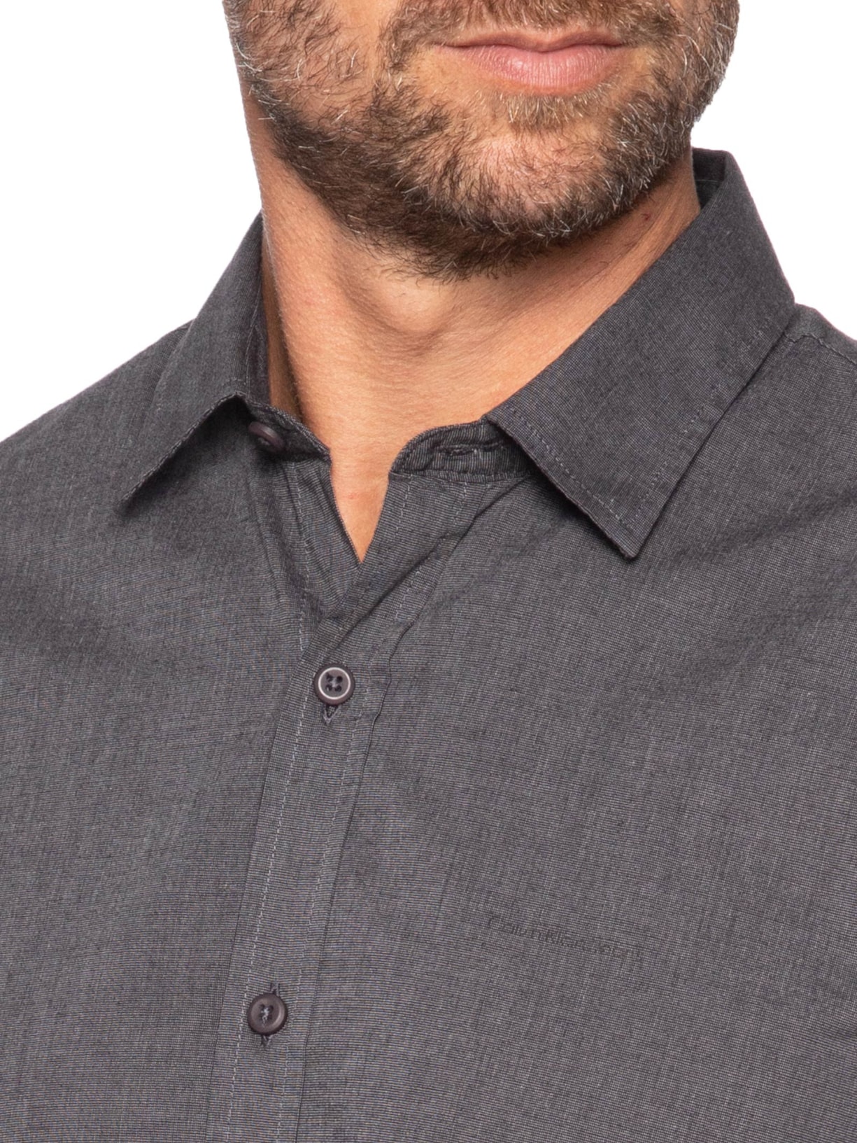 Camisa Masculina Regular Fil a Fil Preto Calvin Klein Jeans