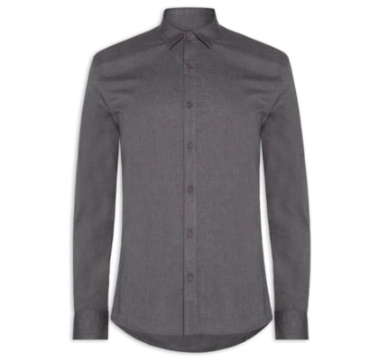 Camisa Masculina Regular Fil a Fil – Preto
