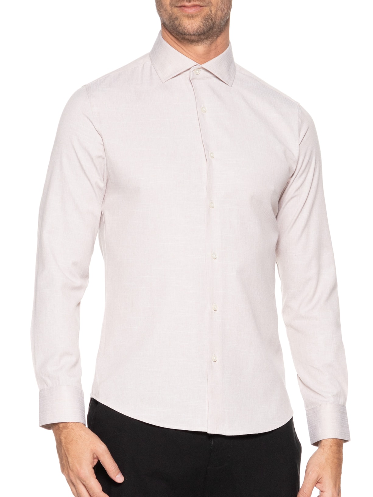 Camisa Masculina Regular Fit Algodão Bege '2 Essential