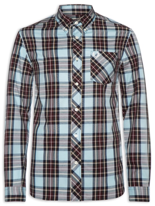 Camisa Masculina Regular Fit Classic Tartan Em Algodão - Azul