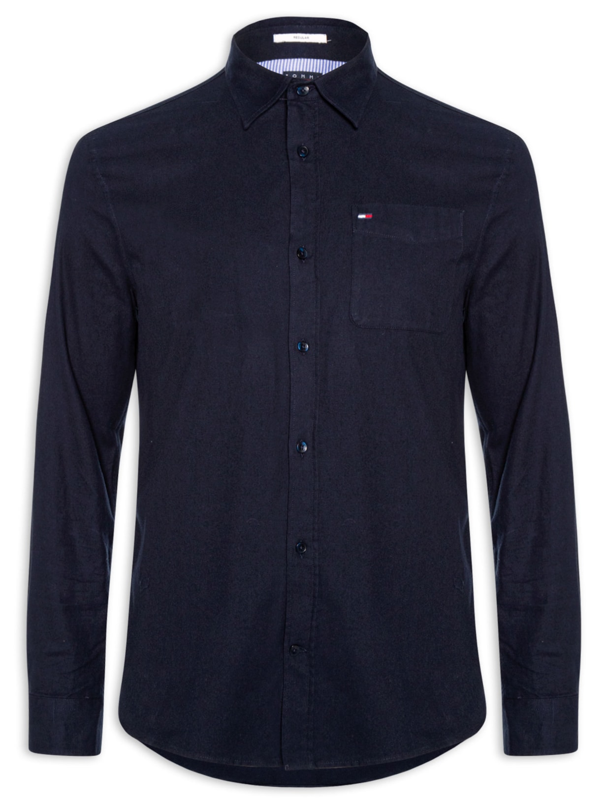 Camisa Masculina Regular Fit Com Bolso Azul Tommy Jeans