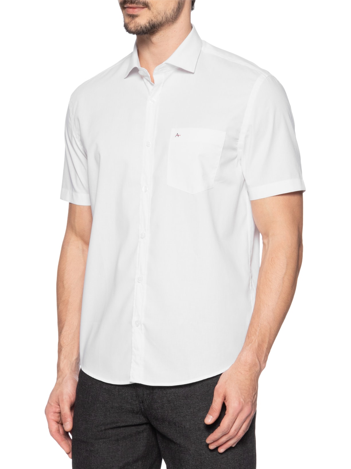 Camisa Masculina Regular Fit Com Bolso   Branco Aramis