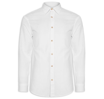 Camisa Masculina Regular Fit em Linho - Branco