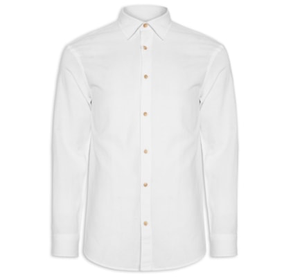 Camisa Masculina Regular Fit em Linho - Branco