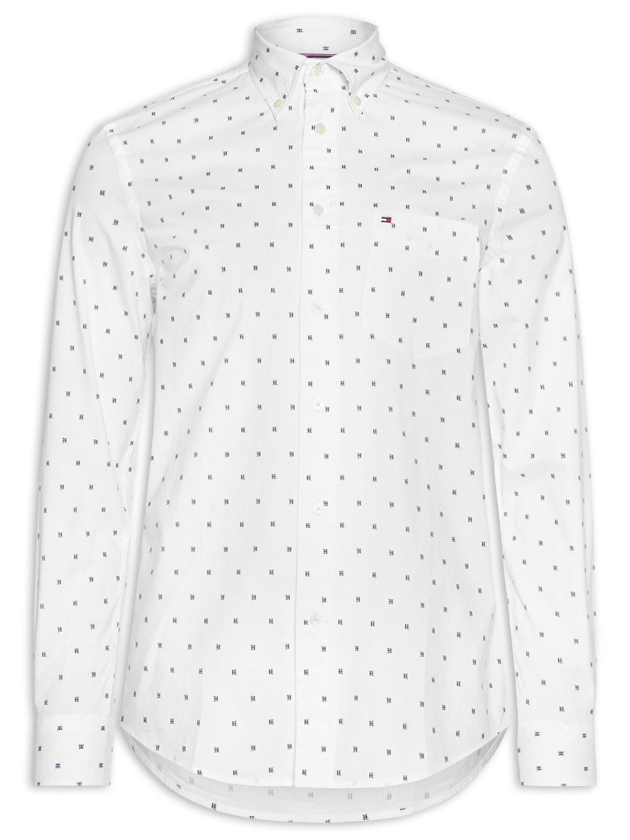 Camisa Masculina Regular Fit Em Popline Estampada - Branco