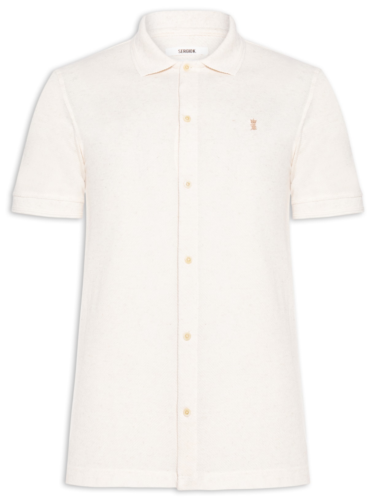 Camisa Masculina Regular Fit Em Tricot Branco Sergio K