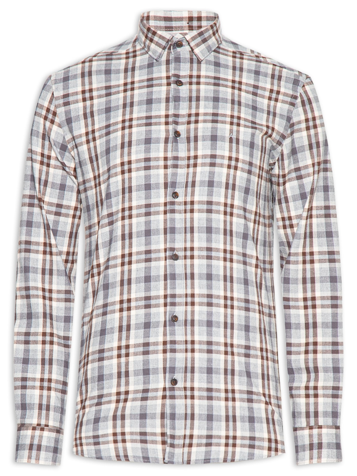 Camisa Masculina Regular Fit Flanela Xd Melange - Marrom