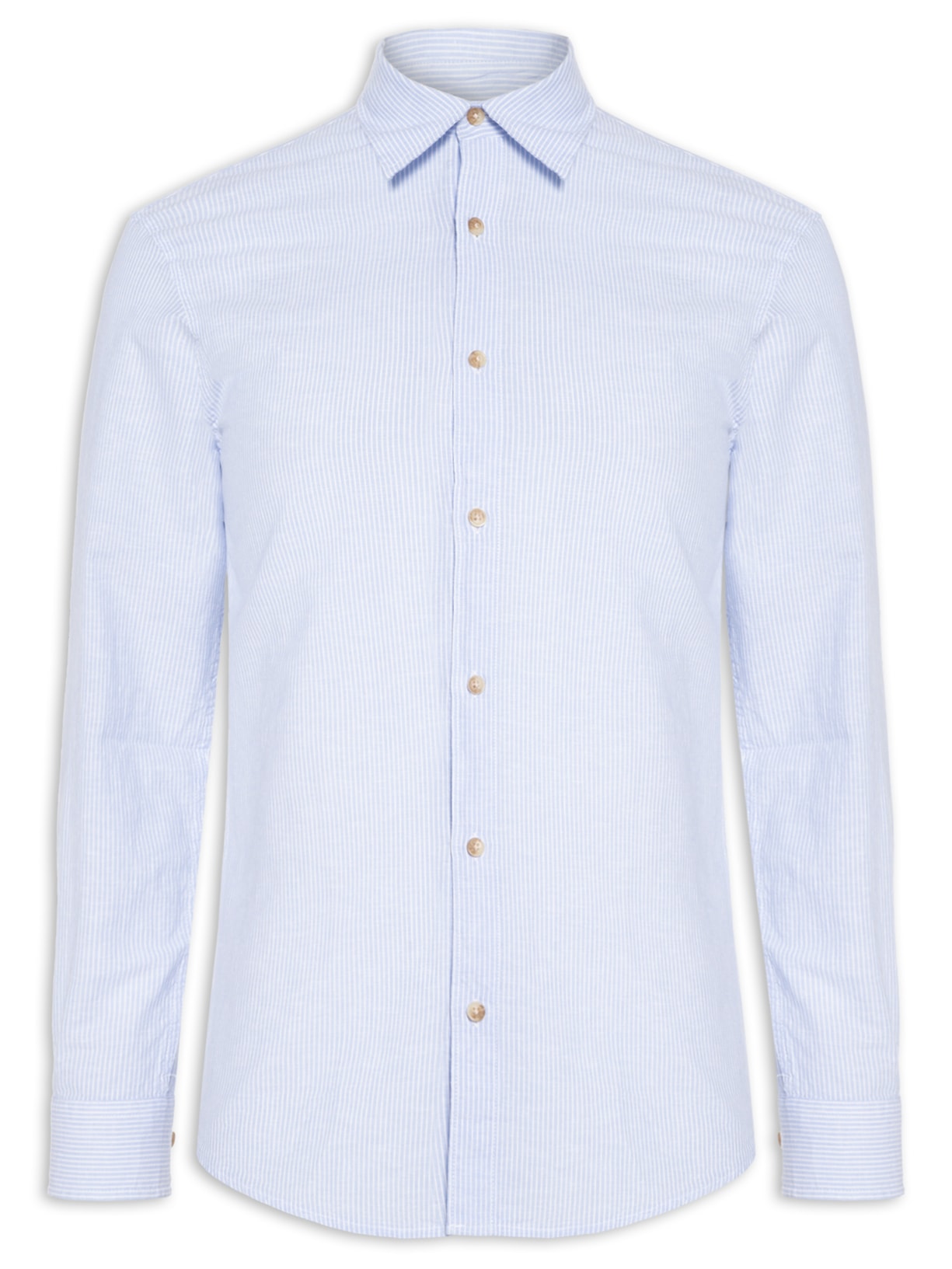 Camisa Masculina Regular Fit Gola Padre Linho Azul Jack & Jones