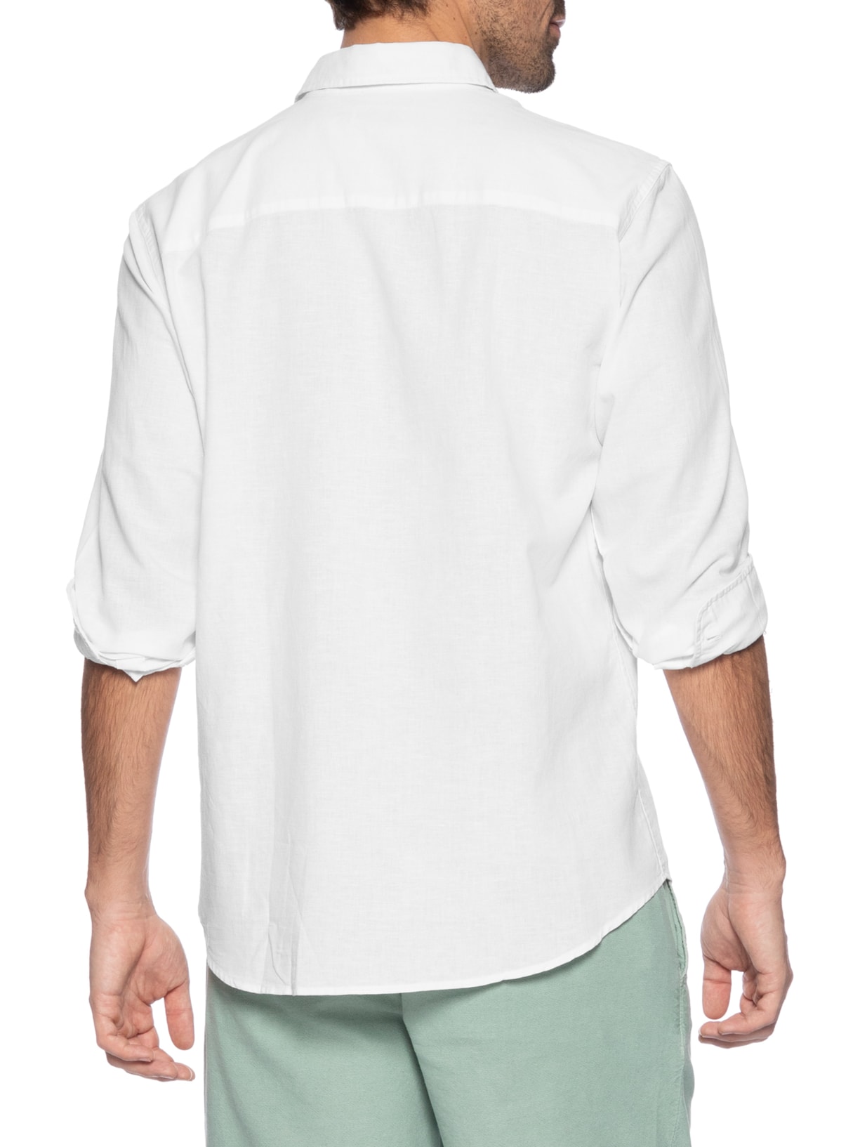 Camisa Masculina Regular Fit Gola Padre Linho Branco Jack & Jones
