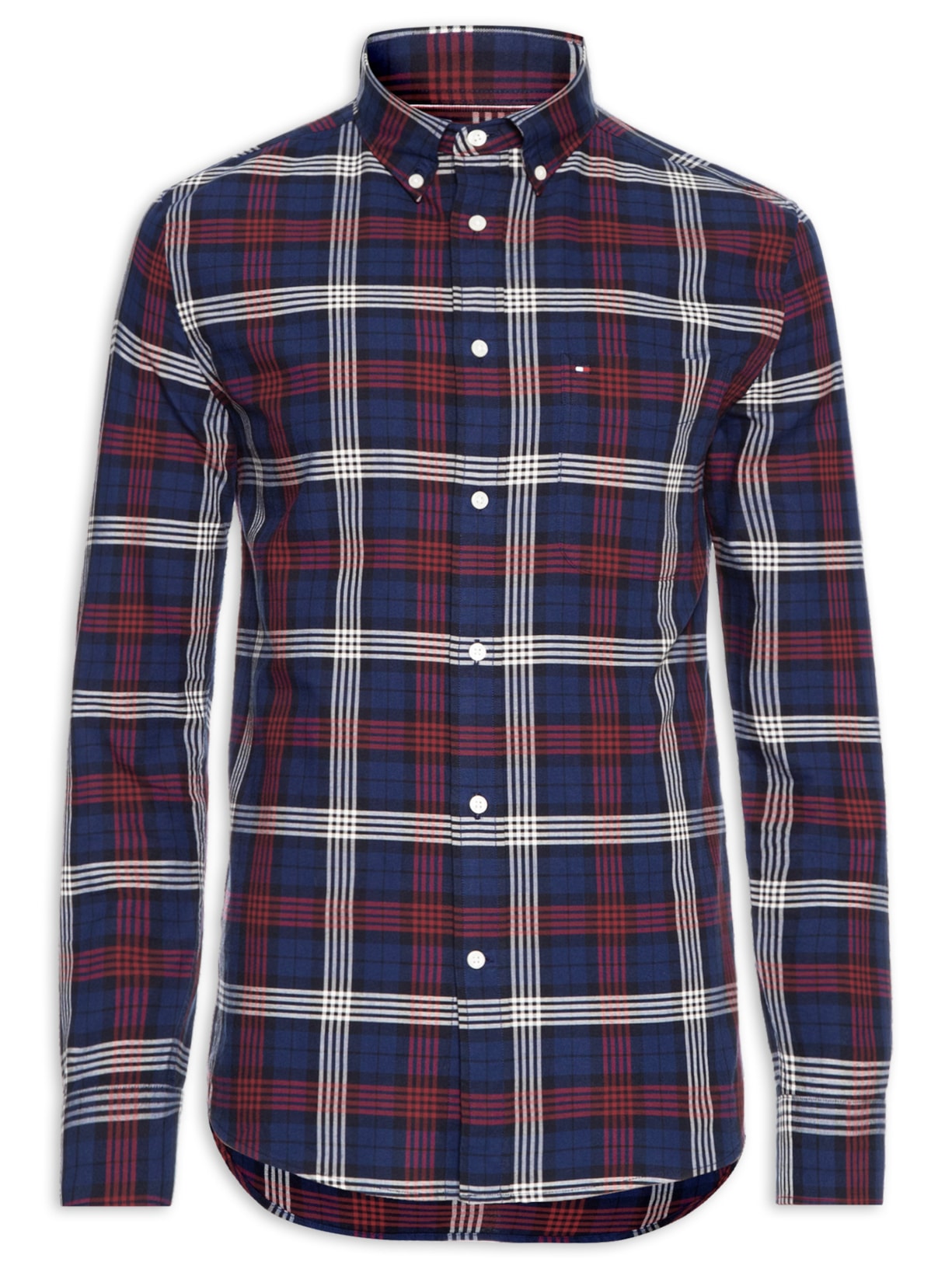 Camisa Masculina Regular FIt Heritage Com Bolso Em Flanela Xadrez - Azul