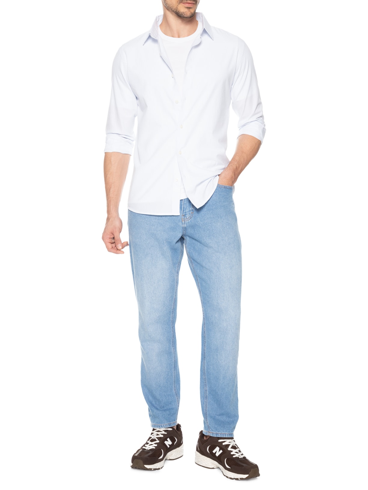 Camisa Masculina Regular Fit Listrada Azul Hering