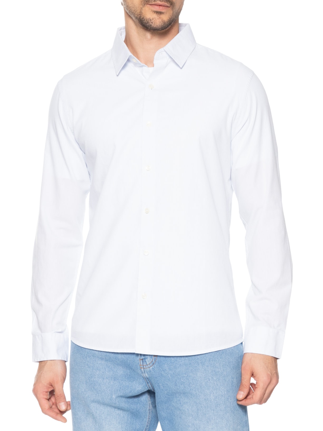Camisa Masculina Regular Fit Listrada Azul Hering