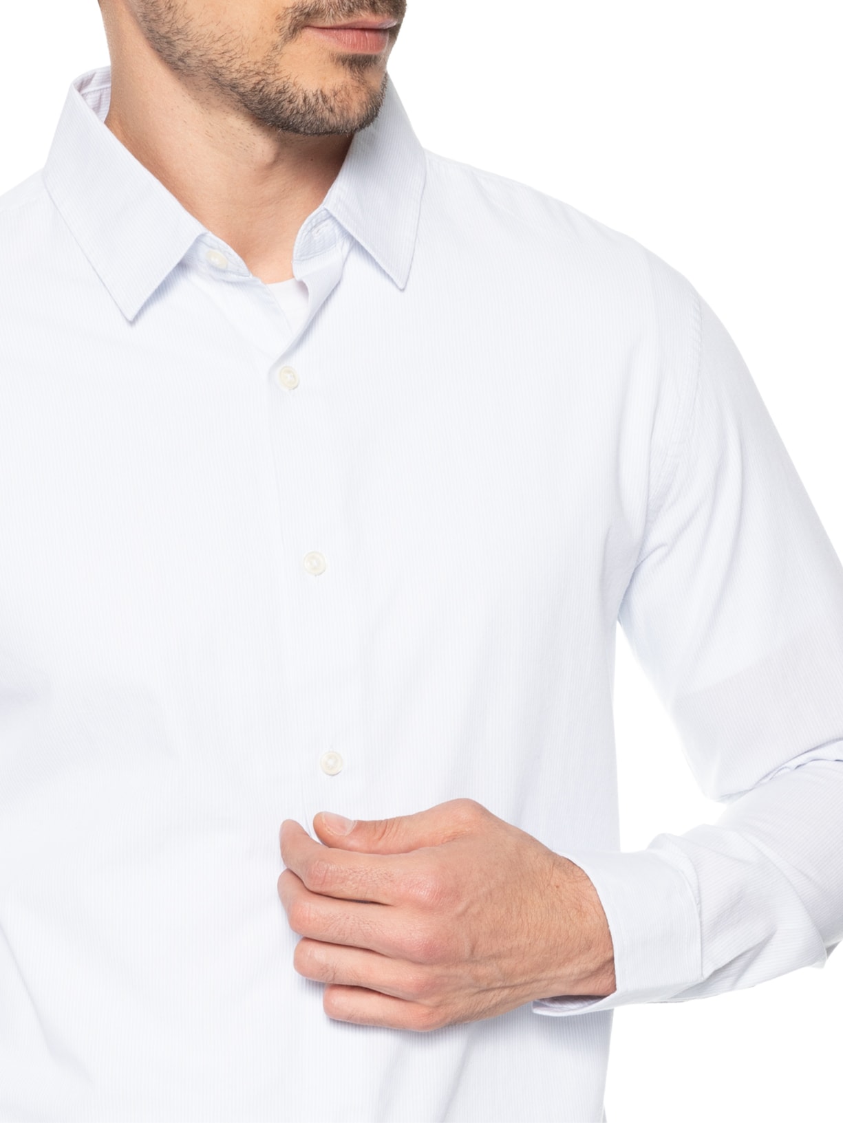 Camisa Masculina Regular Fit Listrada Azul Hering