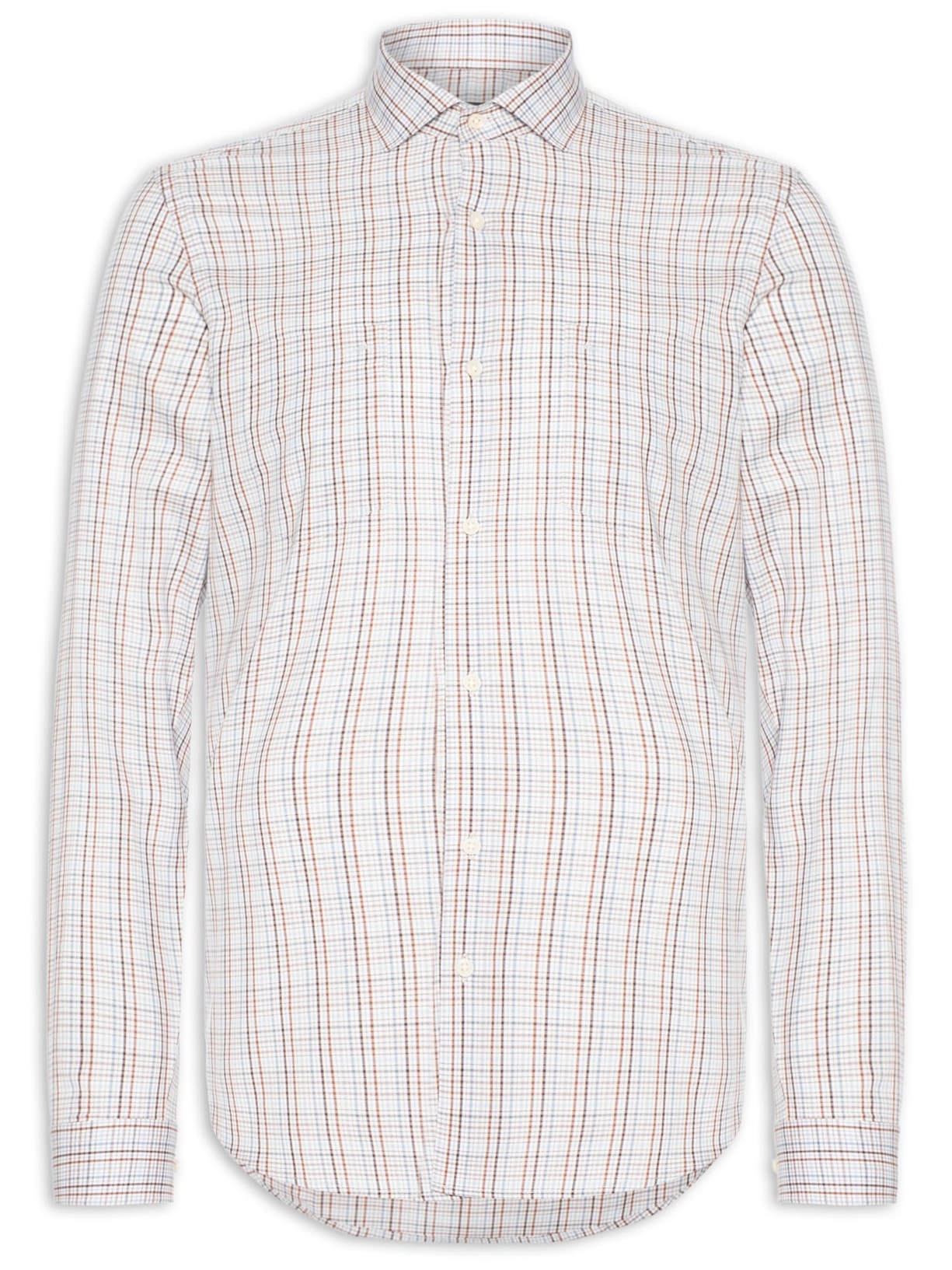 Camisa Masculina Regular Fit Maxi Xadrez - Off White