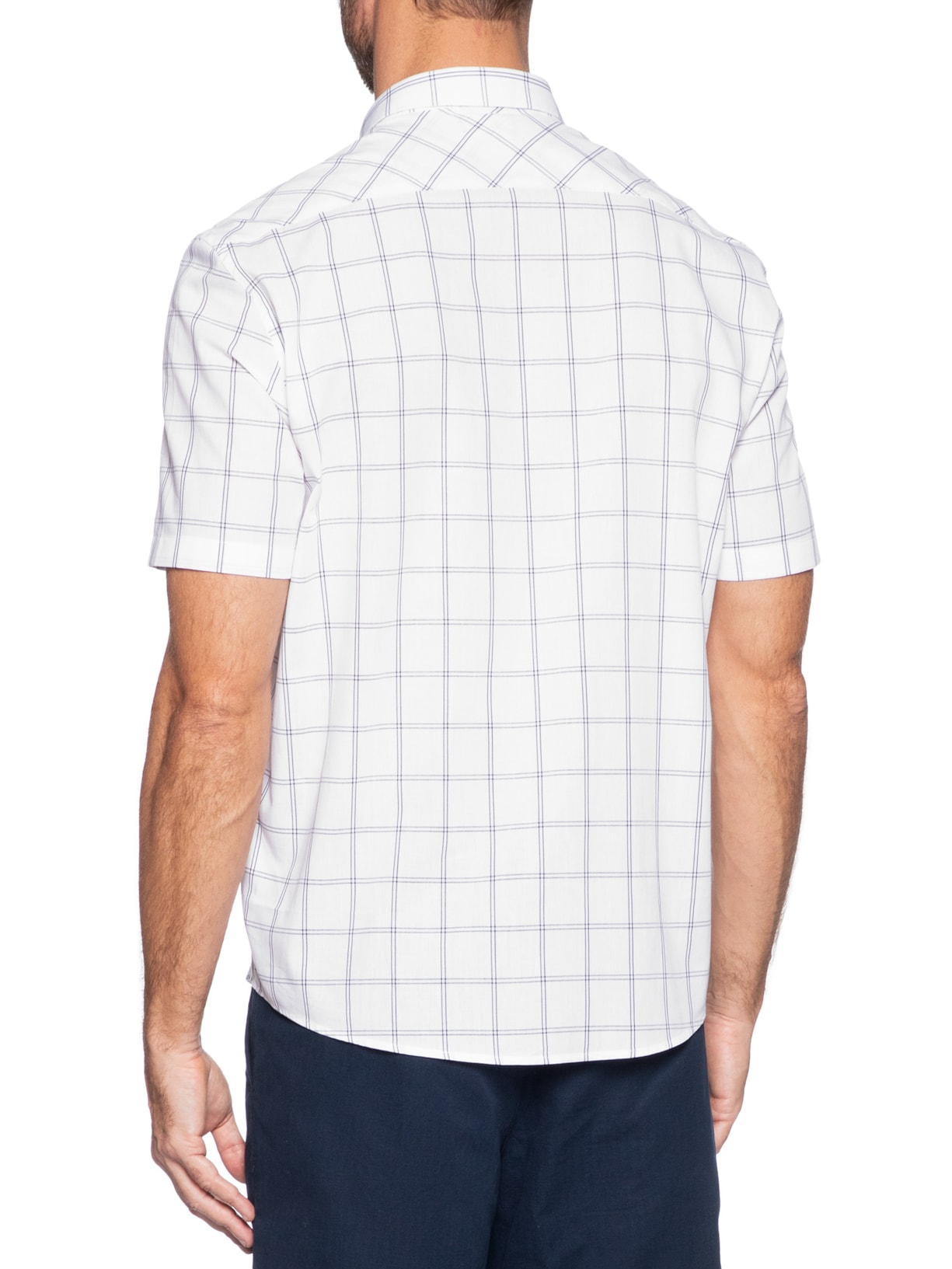 Camisa Masculina Regular Fit Mini Xadrez Branco Aramis
