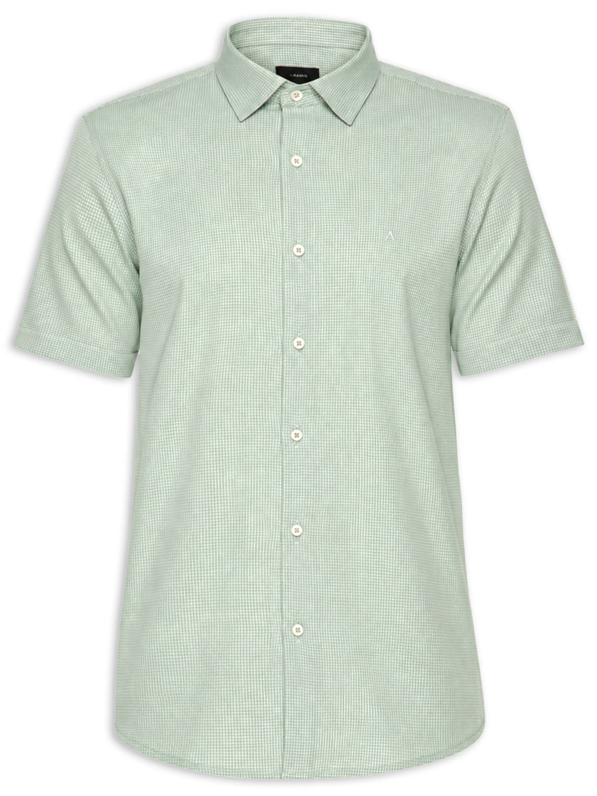 Camisa Masculina Regular Fit Mini Xadrez - Verde