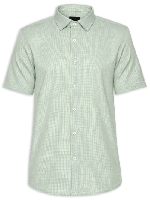 Camisa Masculina Regular Fit Mini Xadrez - Verde