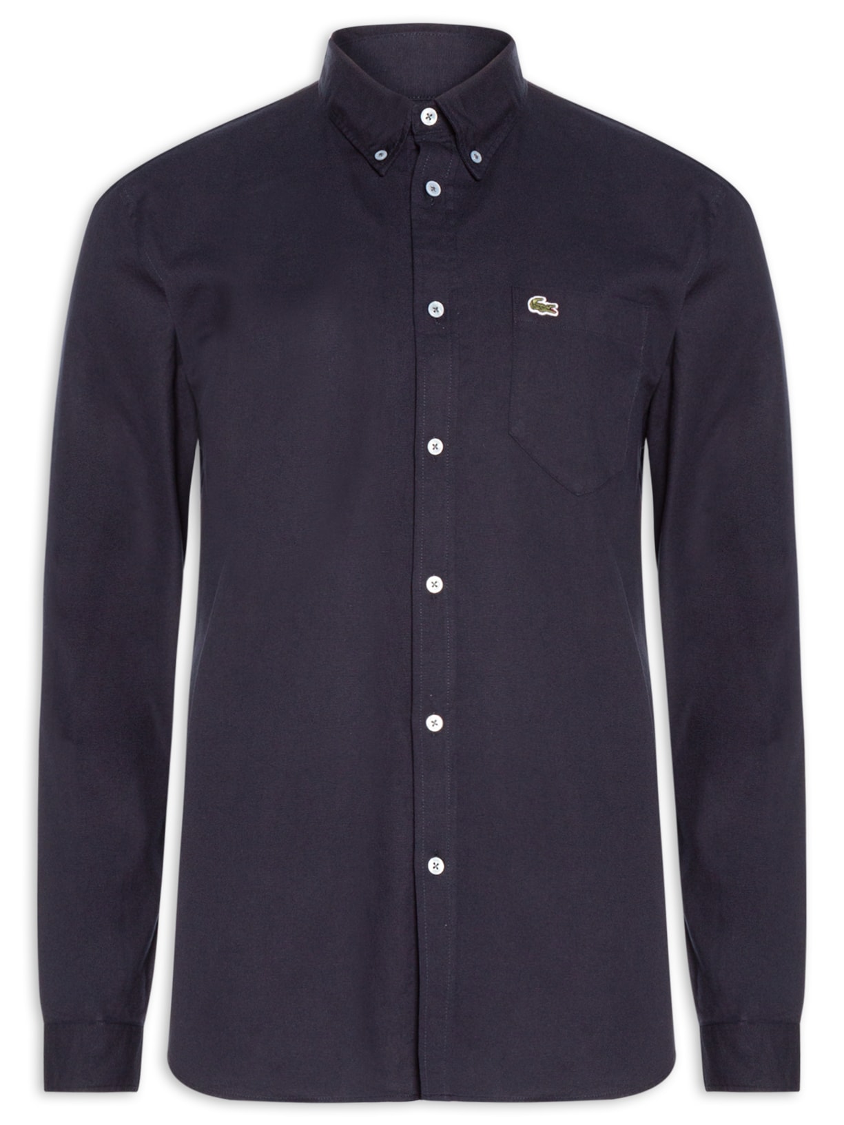 Camisa Masculina Regular Fit Oxford Com Colarinho Americano - Azul