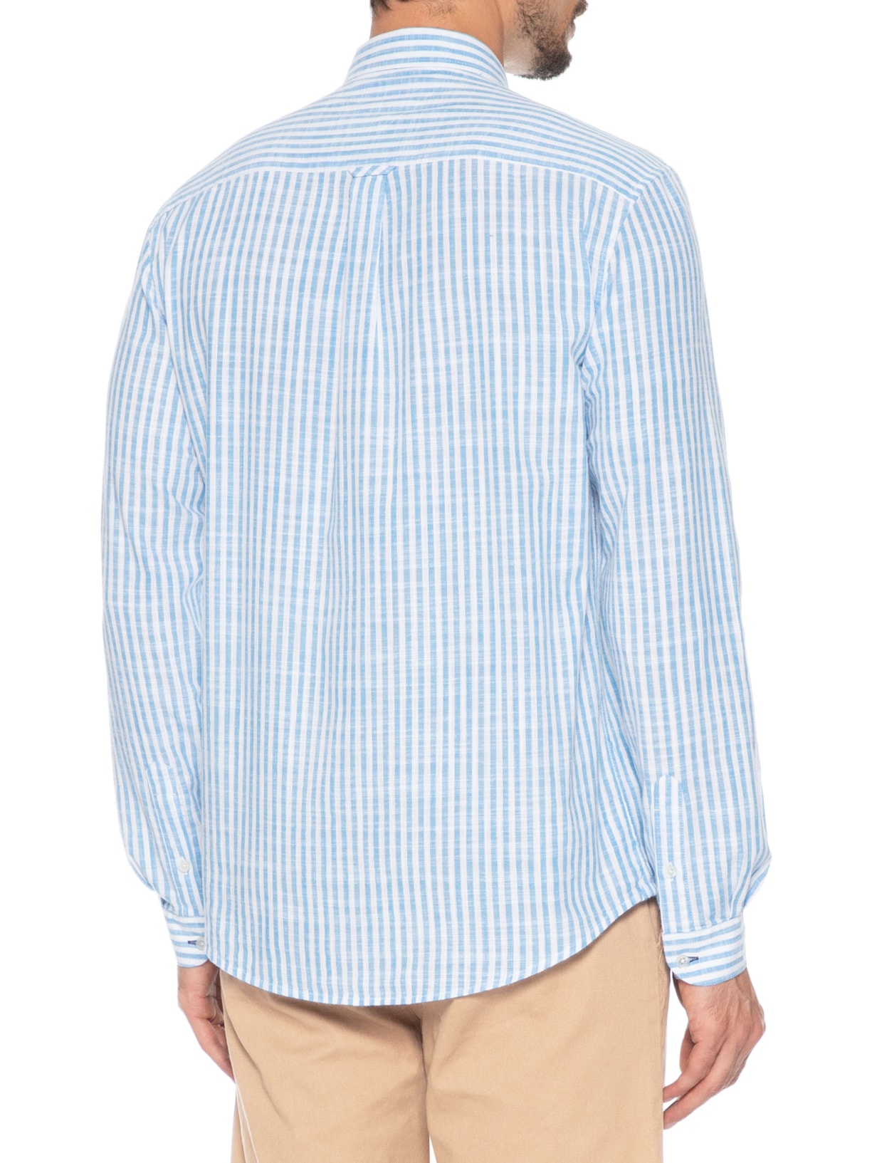 Camisa Masculina Regular Fit Oxford Listrada Azul Tommy Jeans
