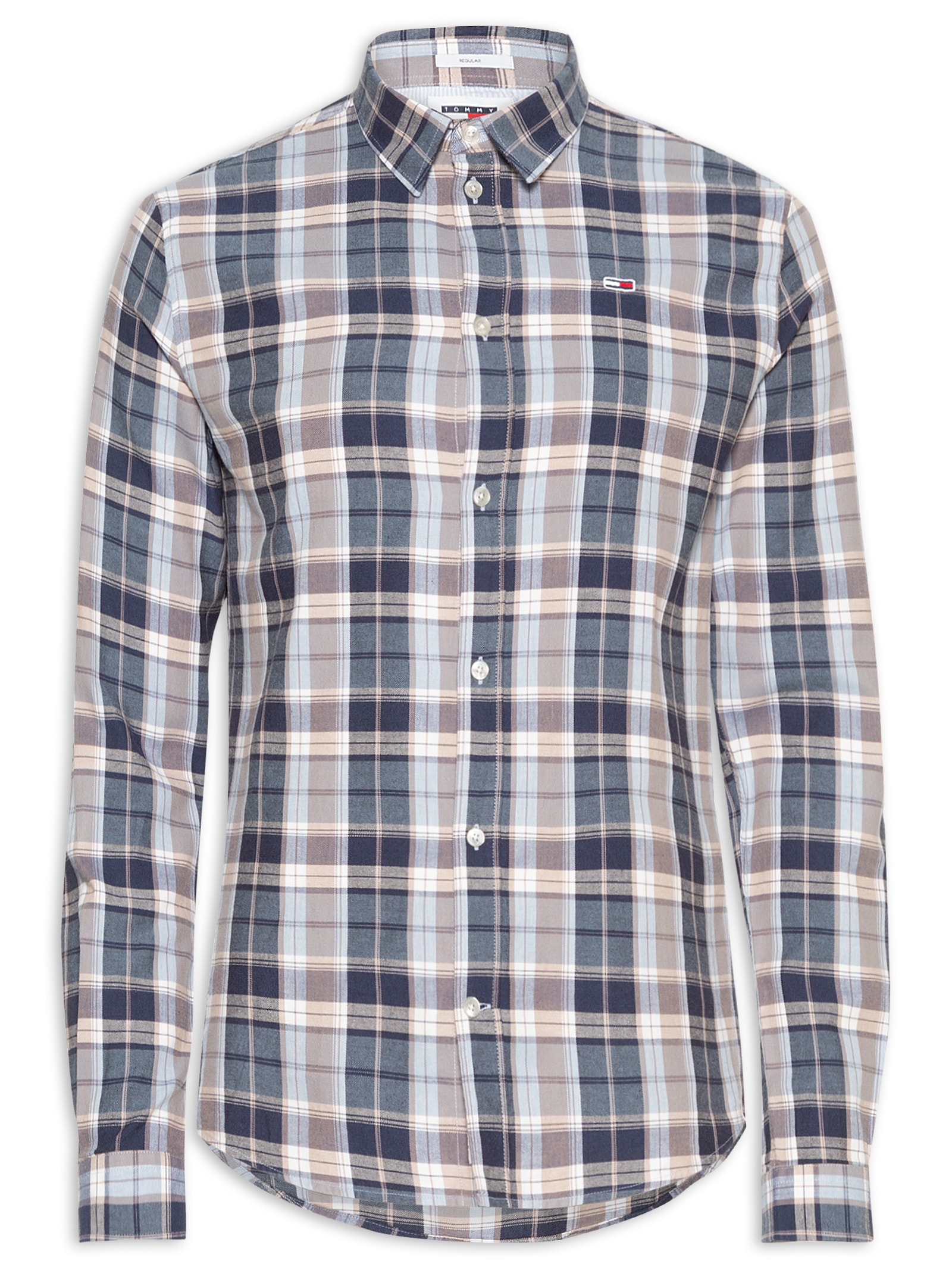 Tommy Jeans - Camisa Masculina Regular Fit Oxford Xadrez - Azul
