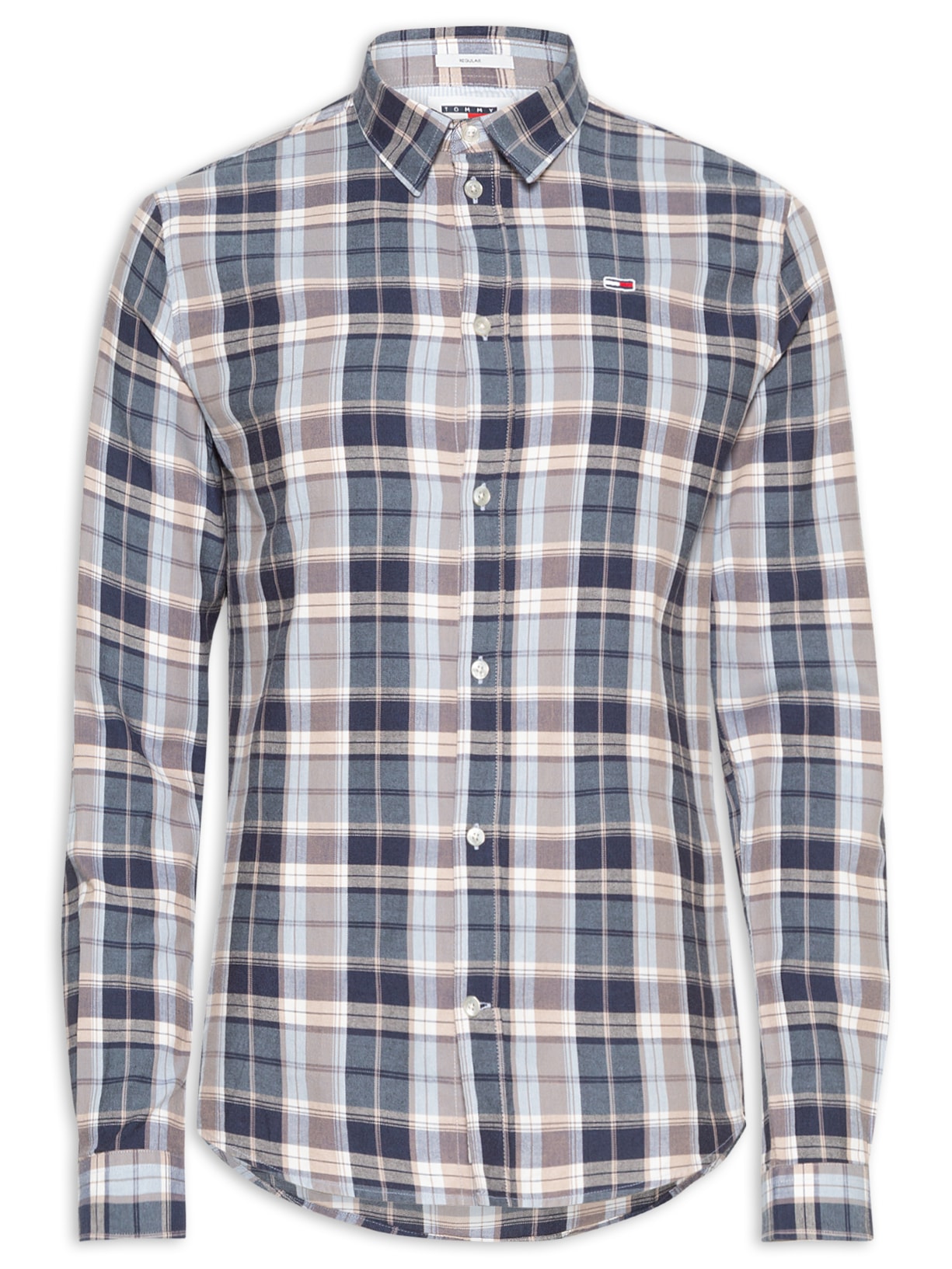 Camisa Masculina Regular Fit Oxford Xadrez - Azul