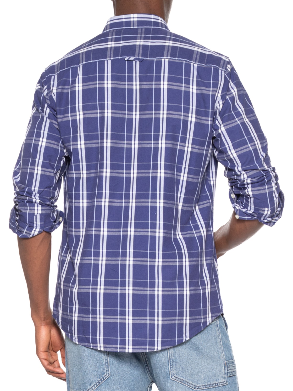 Camisa Masculina Regular Fit Popline Xadrez Azul Tommy Jeans