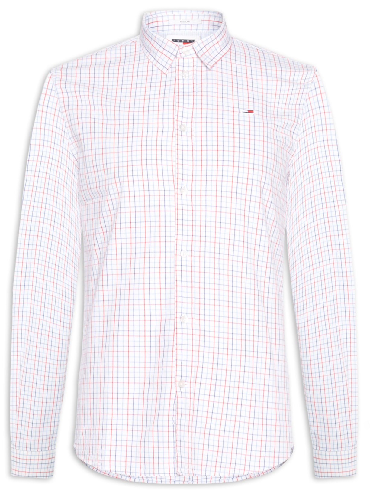 Camisa Masculina Regular Fit Popline Xadrez - Branco