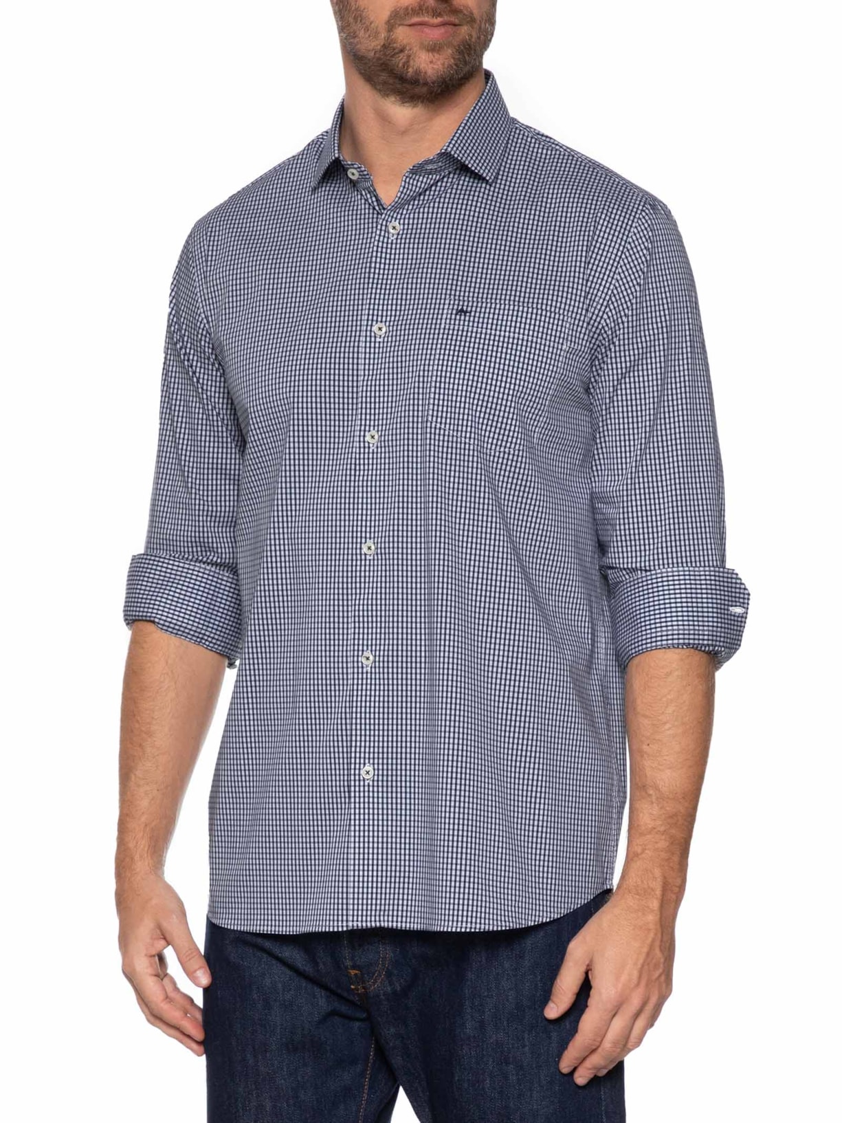 Camisa Masculina Regular Fit Tech Com Bolso Azul Aramis