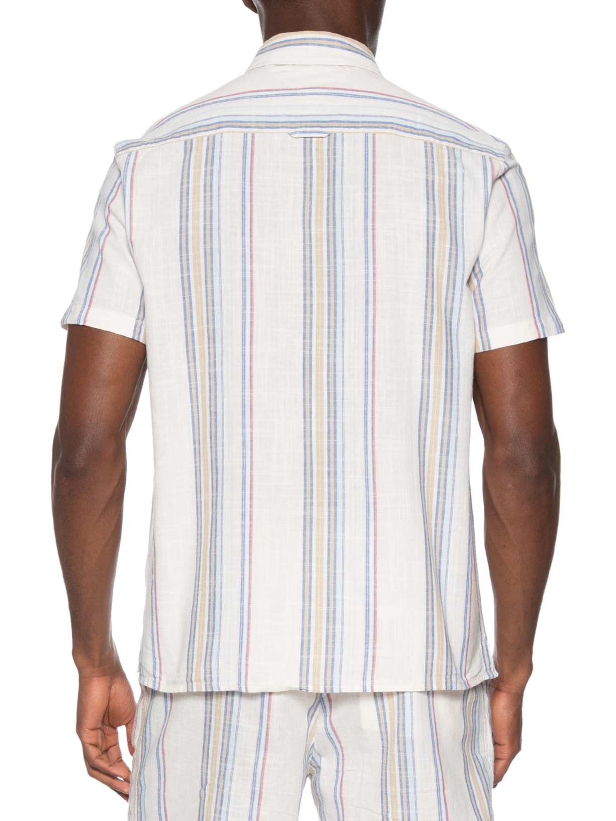 Camisa Masculina Regular Fit Tecido Slub Listrada Off White Tommy Jeans