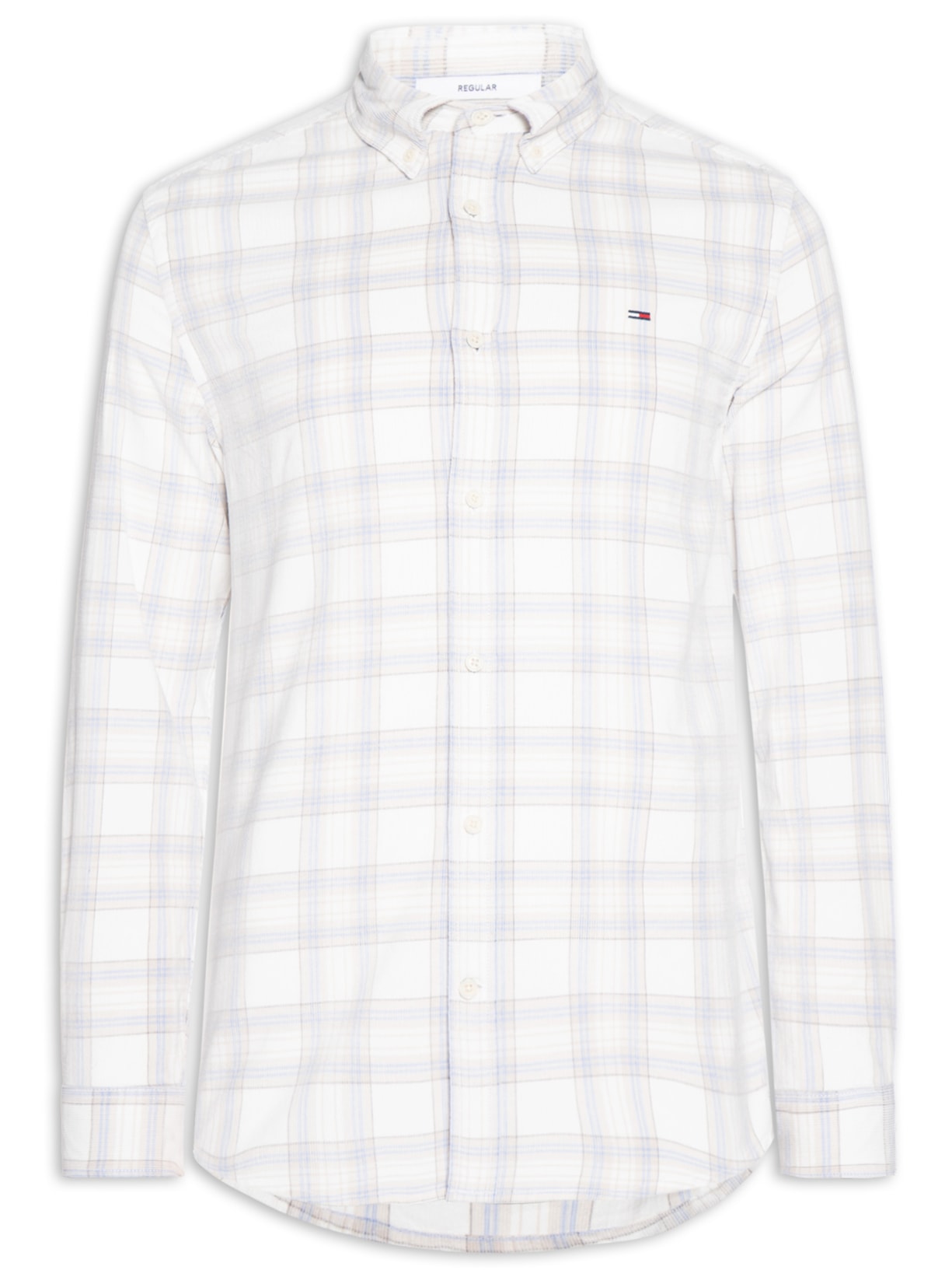 Camisa Masculina Regular Fit Xadrez Cotelê Azul Tommy Jeans