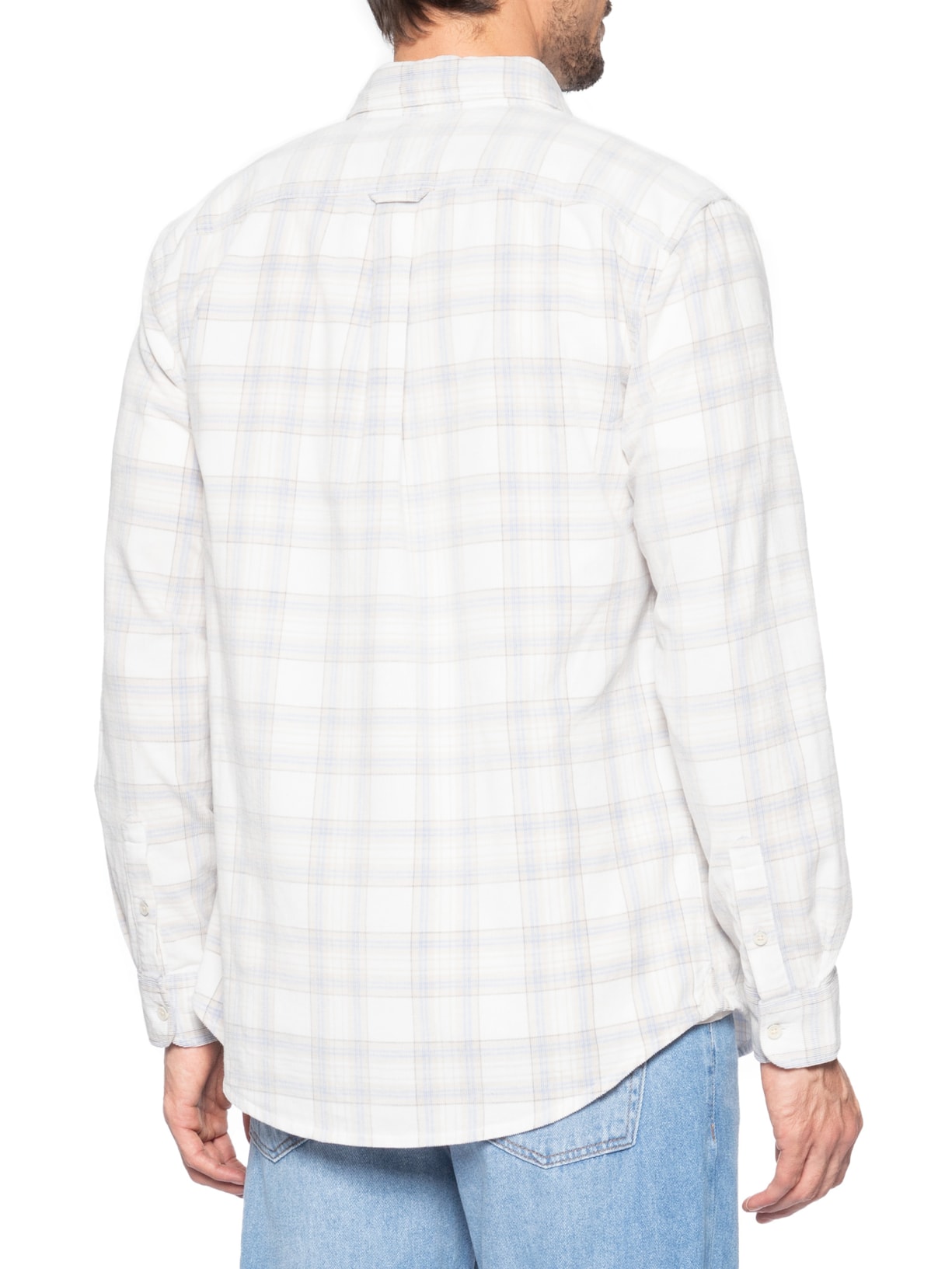 Camisa Masculina Regular Fit Xadrez Cotelê Azul Tommy Jeans