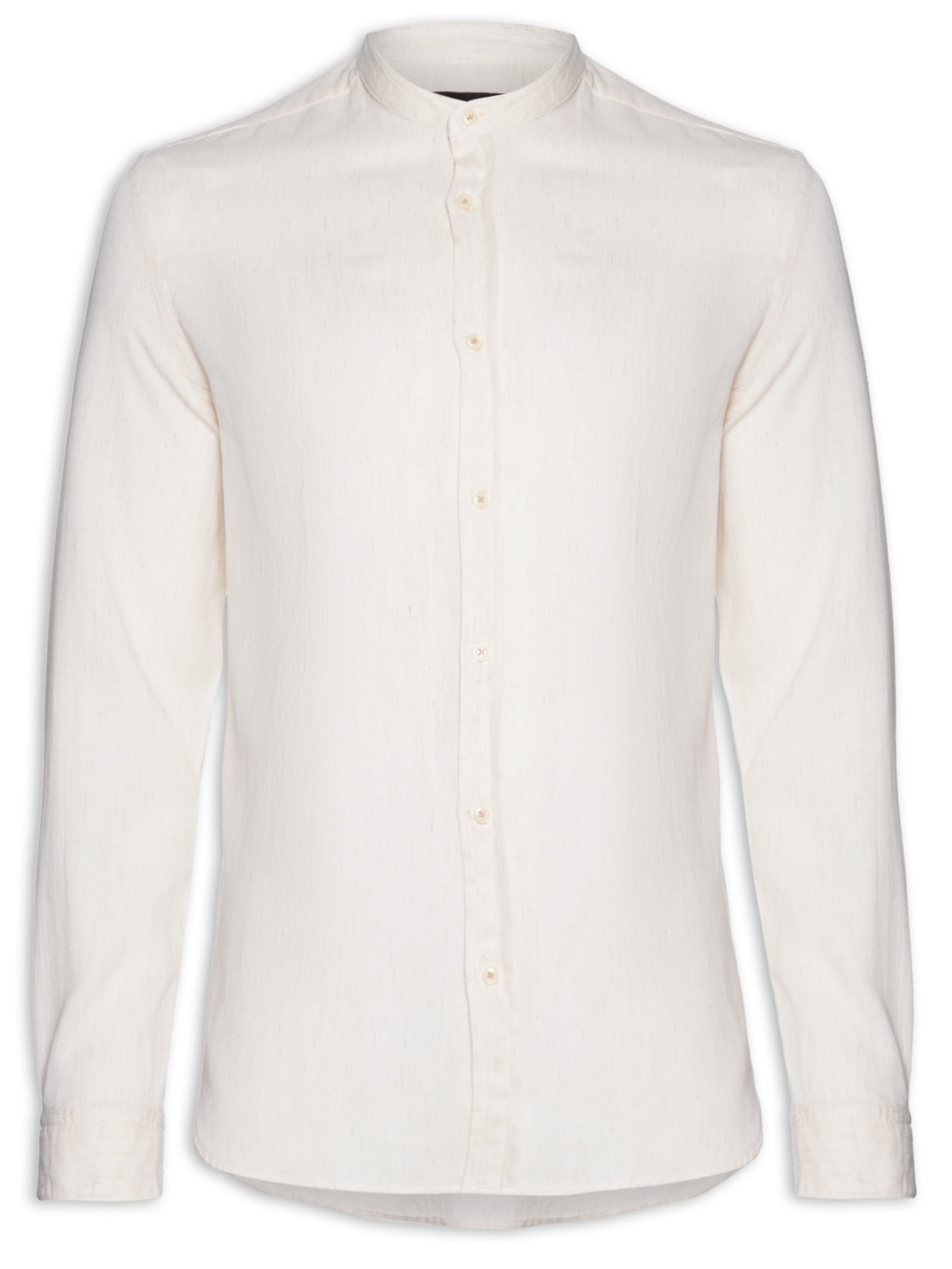 Camisa Masculina Regular Gola Padre New Linen - Bege