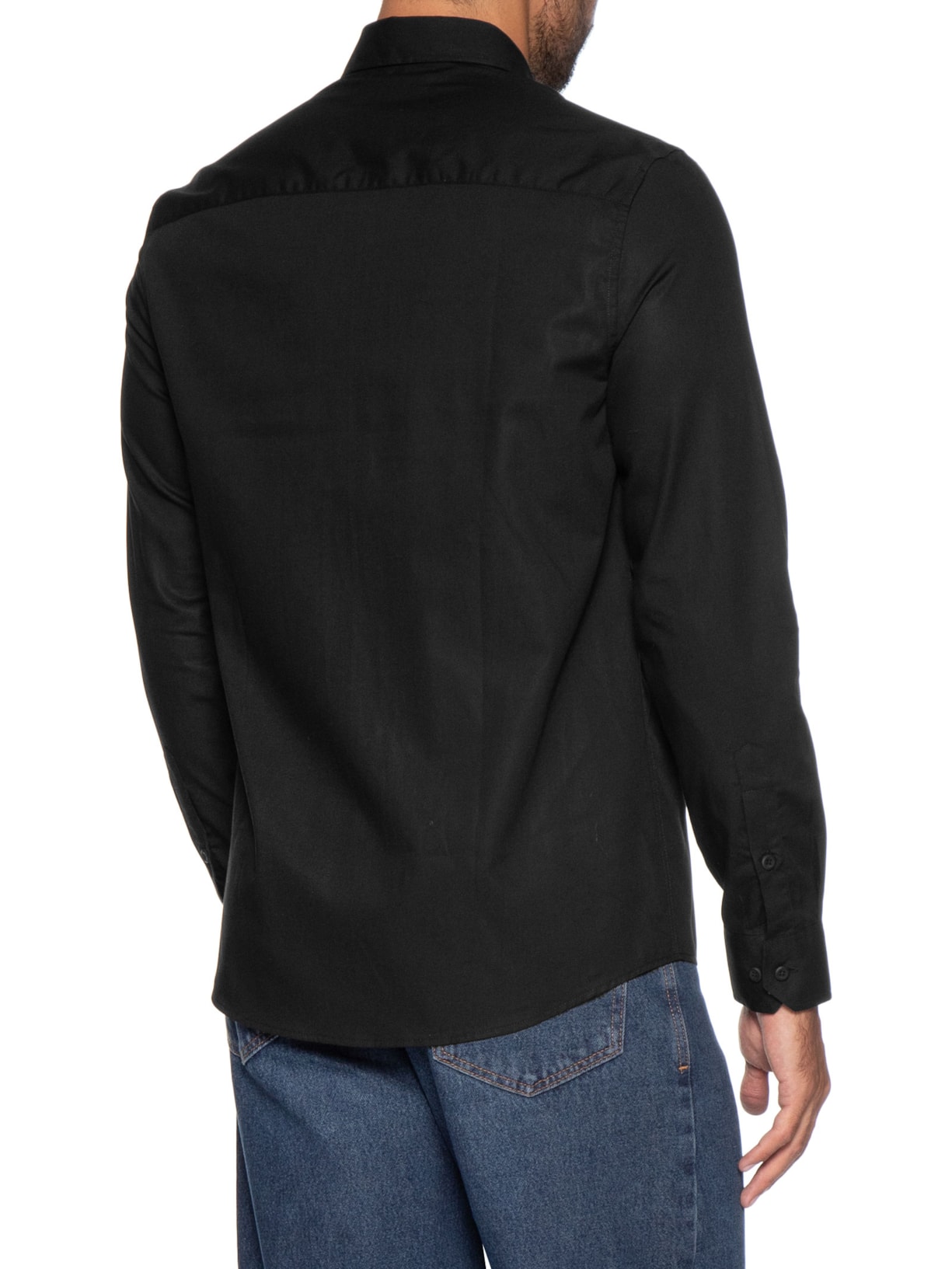 Camisa Masculina Regular Lisa Básica Logo Preto Calvin Klein Jeans