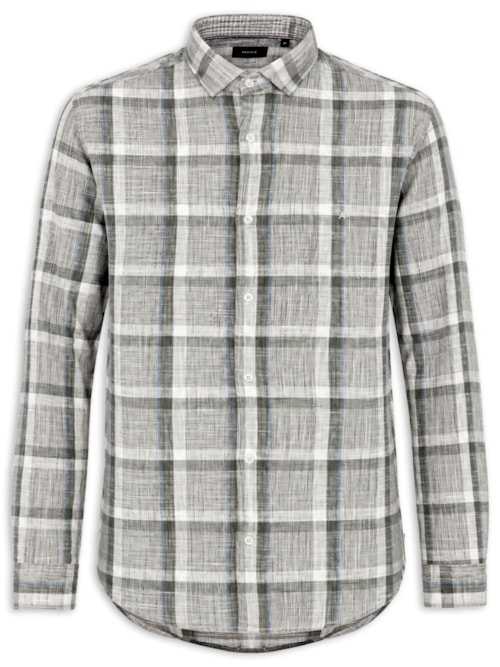 Camisa Masculina Regular Maxi Xadrez Flame Com Contraste - Verde