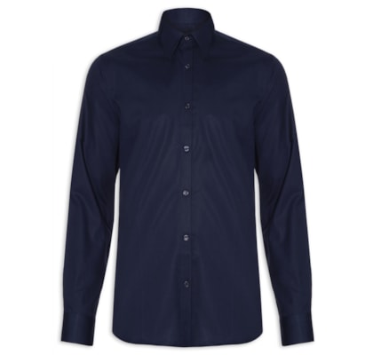 Camisa Masculina Regular Social Lisa - Azul
