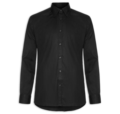 Camisa Masculina Regular Social Lisa - Preto