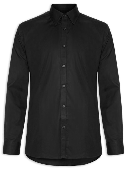 Camisa Masculina Regular Social Lisa - Preto