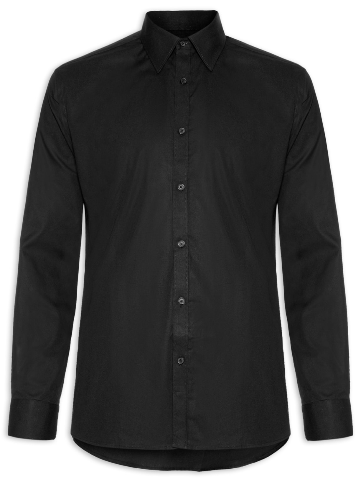Camisa Masculina Regular Social Lisa - Preto