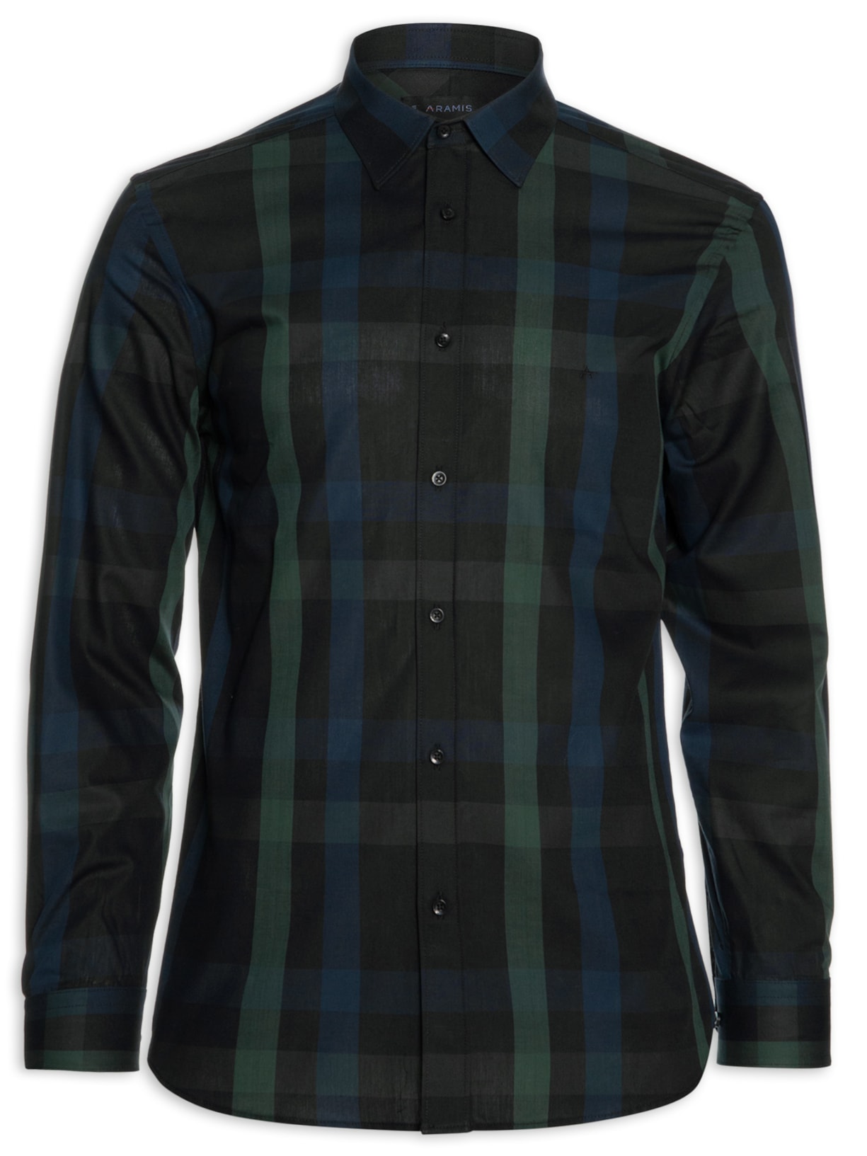 Camisa Masculina Regular Tricoline Xadrez Maxi - Preto