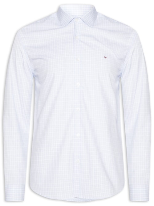 Camisa Masculina Regular Tricoline Xadrez Out - Azul