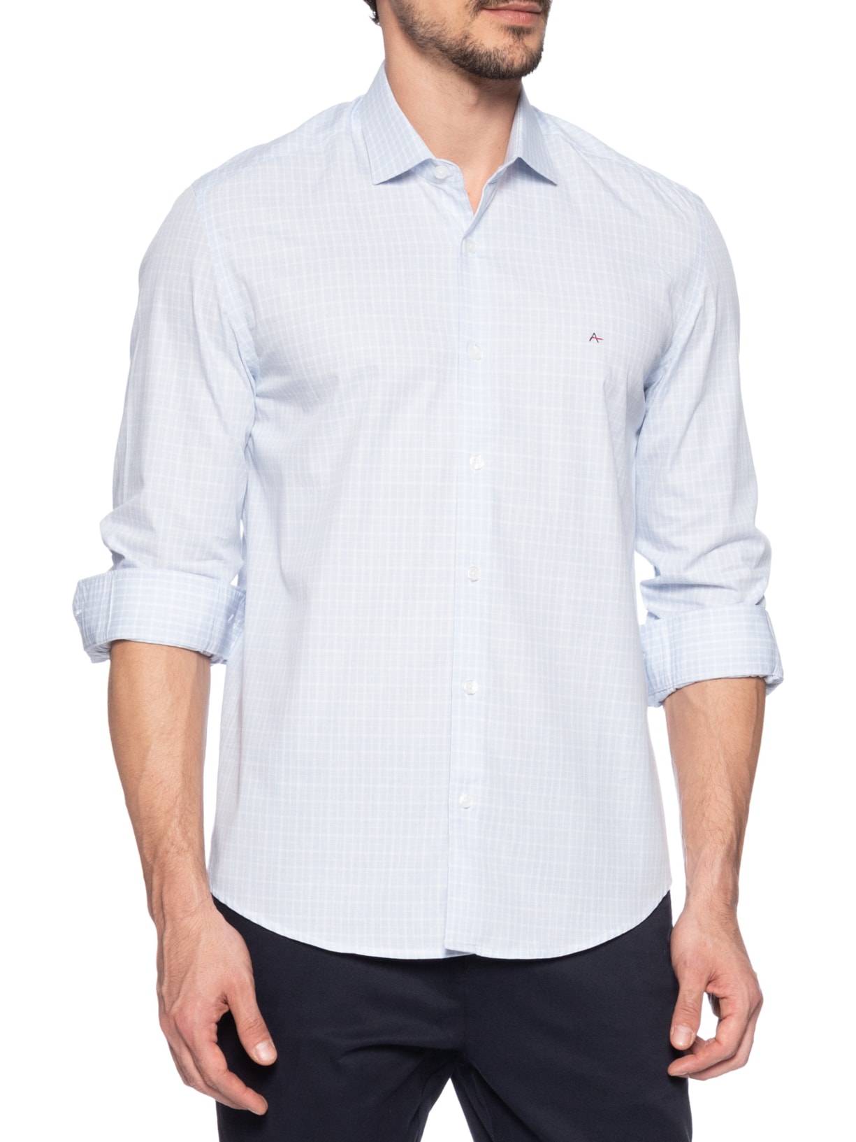 Camisa Masculina Regular Tricoline Xadrez Out Azul Aramis