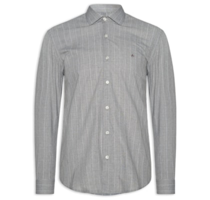 Camisa Masculina Regular Tricoline Xadrez Out - Cinza